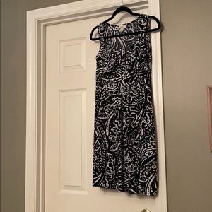 LOFT short dress navy pattern 4 petite